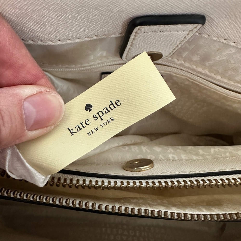 kate spade Two-Tone Cream, Light Tan and Black Tote - Picture 6 of 9
